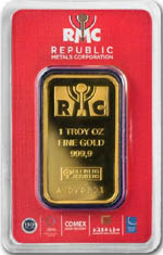 Le resto du lingot d’or RMC (Republic Metals Corporation) de 1 once